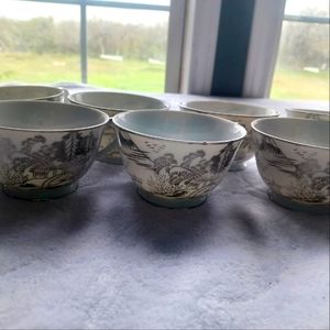 VTG Kutani Japanese Gold Accent porcelain Teacups and Creamer READ